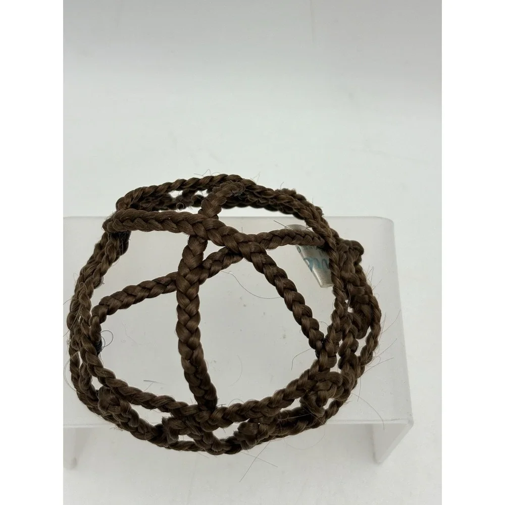 Vintage 1950s Edith Imre Human Hair Braided Bun Cover Made France Brown